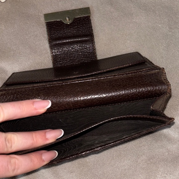 gucci brown monogram fold wallet with sherry line - Picture 7 of 14